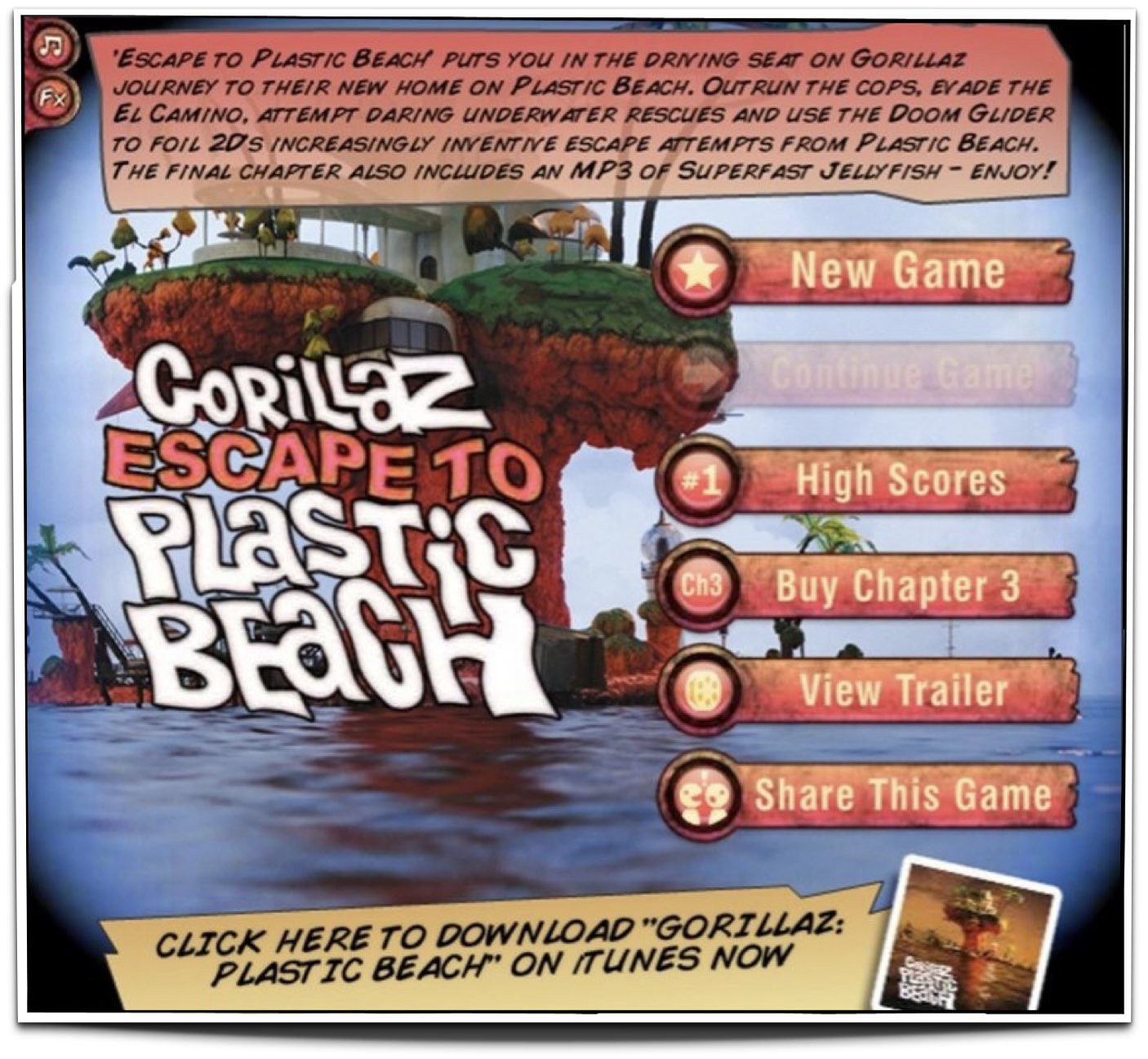 Escape To Plastic Beach - Escape To Plastic Beach (partially lost Gorillaz iOS game; 2010)