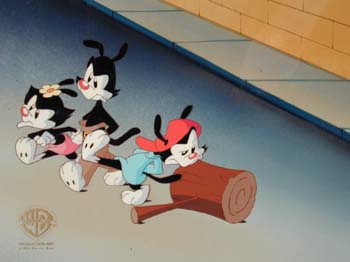 Two of two unused animation cels from an alternate ending.