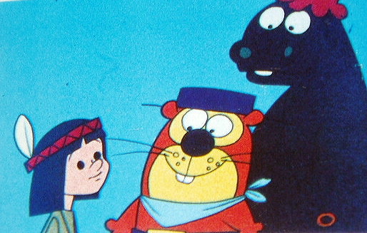 A still from "Gan and Gon Involved" and "The Danger Was Approaching" showing Gan and Gon meeting a Indian girl named Lala.