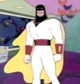 A screenshot of Space Ghost from the show.