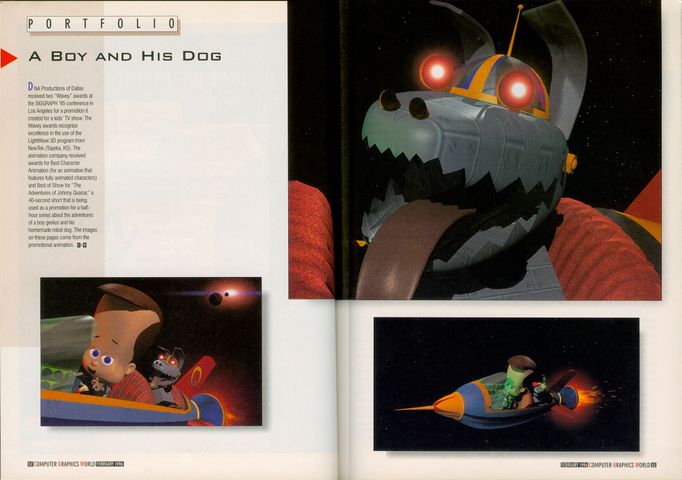 Pages 52 of a 1996 issue of Computer Graphics World, showing some high quality images from the demo.