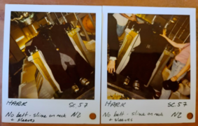 Continuity Polaroids of the original version of the scene as filmed with Toad being slimed.