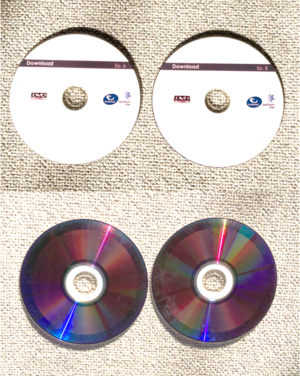 the scratched download dvd's (both partially found due to not copying properly)