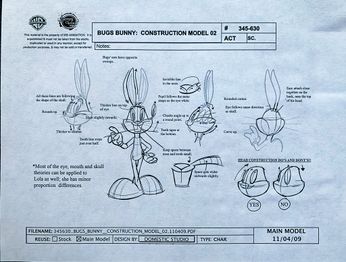 Model sheet for Bugs shortly after the executives were disappointed and wanted a retooling.