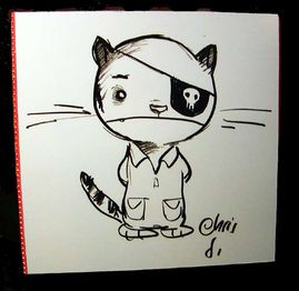 Concept art of the one-eyed cat.