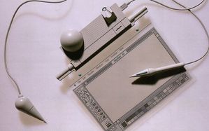 The original Apple tablet running "Macpaint 3D" nearly 20 years before the invention of the iPad.