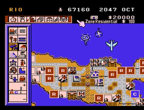 Screenshot of SimCity NES provided by Frank Cifaldi (1/2).