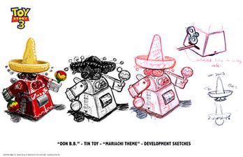 Toy Story 3 concept art for Don B.B., a recalled toy by Shane Zalvin.