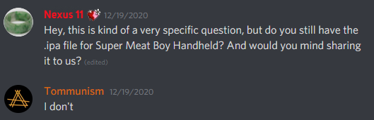 Team Meat's Tommy Refenes says he does not have the game via Team Meat's Discord server.