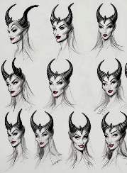 Another concept depicting facial expressions for Maleficent.