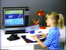 Screenshot of ComputerSmarts advert, showing a protoype unit with a raised screen. The production unit used a screen set into the main body.