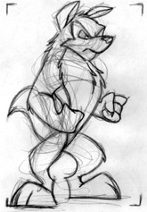 Rough concept art of the wolf character.