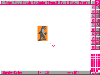 Sprite of the wolf character being edited in Deluxe Paint Animation.