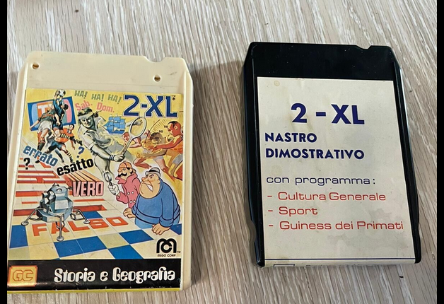 Image of the Italian Mego 2-XL tapes for "Storia e Geografia" and "Nastro Dimostrativo"