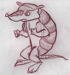 Concept art of an unused armadillo character.