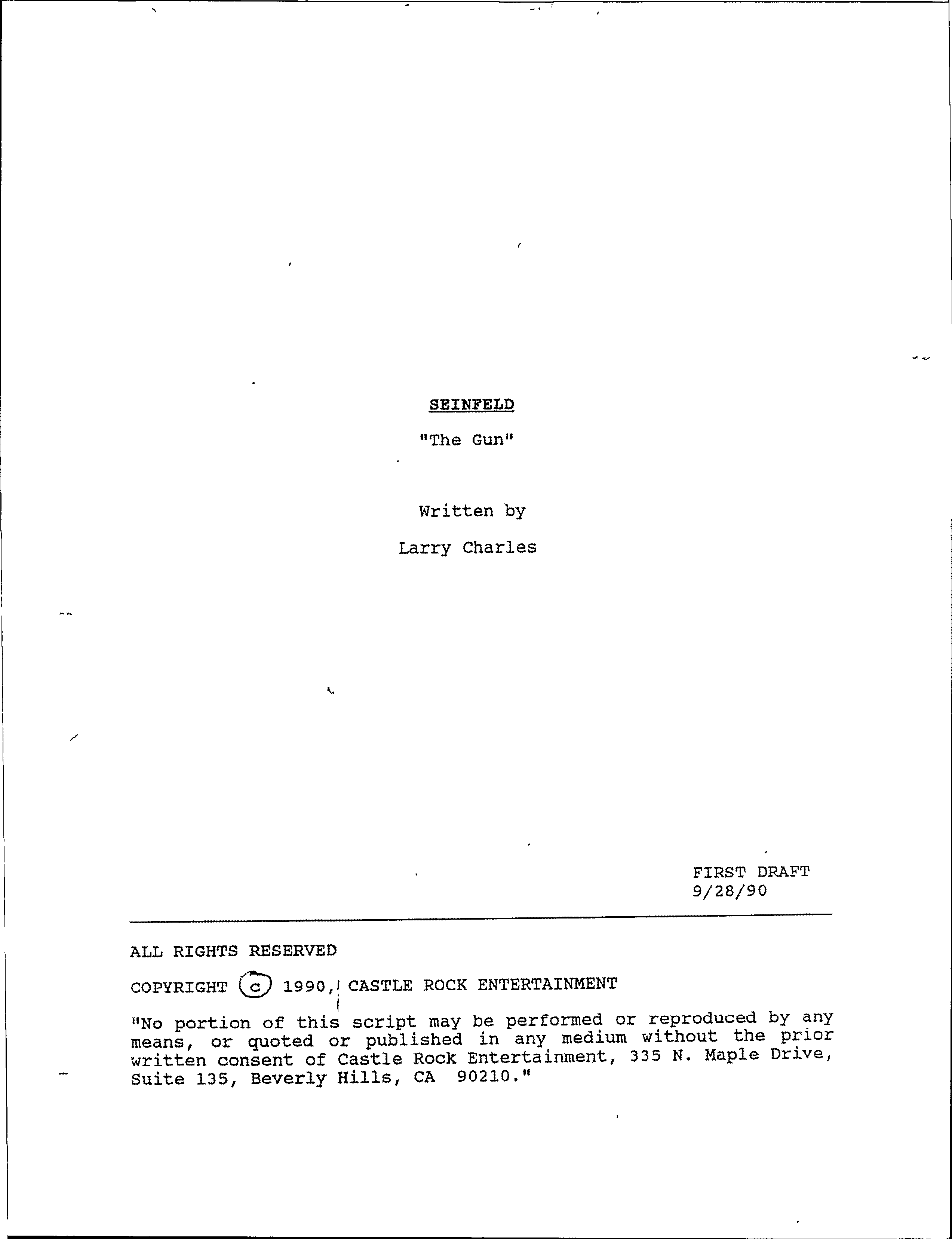 Seindfeld "The Bet/Gun" (Script) - Seinfeld "The Bet" (lost production material of cancelled episode of NBC sitcom; 1990s)