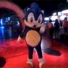 Sonic's Sega World Sydney Costume Dancing.gif