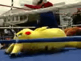 Pikachu down on the ground.