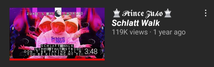 Thumbnail of the updated "Schlatt Walk" music video.