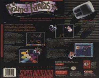 Sound Fantasy SNES box art (back). Includes game and mouse.