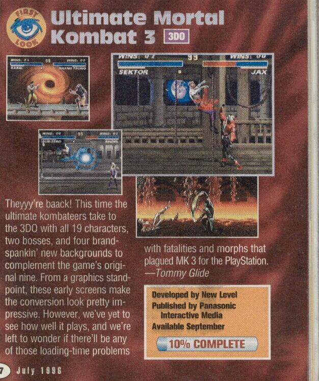 Ultimate Mortal Kombat 3 (lost build of cancelled 3DO port of fighting game  sequel; mid-1990s) - The Lost Media Wiki