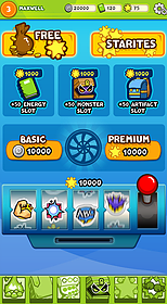 Screenshot of the item shop. The slot machine appears to be used for unlocking stickers. Image courtesy of Necklace Zhang. (Note: Non-finalized UI.)