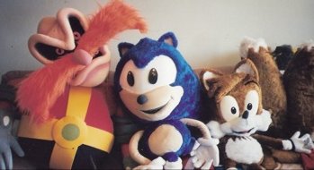A picture of Robotnik, Sonic and Tails' puppets together.