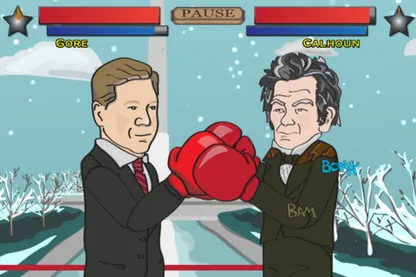 Al Gore boxing John C. Calhoun in Washington D.C. in Winter.