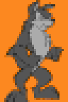 Rough draft of a sprite of the wolf character.