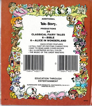 Rare book back from Rumplestiltskin, which clarifies the total number of bible stories, the total number of fairy tales, and the total number of books in the Alice in Wonderland mini-series.