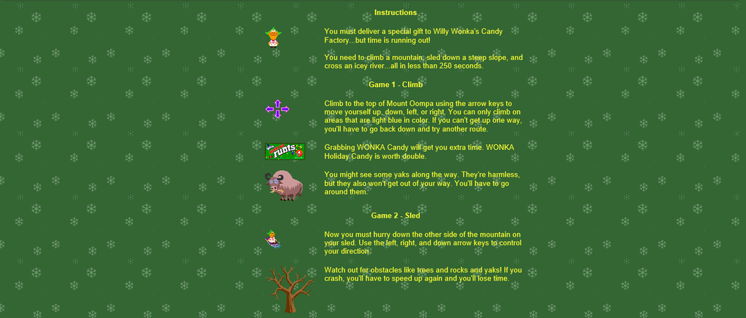 Sprites from the Wonka website via Wayback Machine.