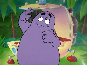 Animation Cel of Grimace also from the video.