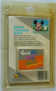 The back side of the packaging for the "Disney Coloring Book" game for the LJN VideoArt.