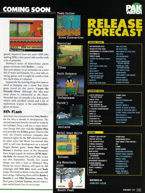 Nintendo Power reporting that a Nintendo 64 port of ECW Anarchy Rulz was to be released in September 2000.
