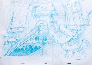 An early concept sketch of the short "Wot-a-Splash!" (1/2).