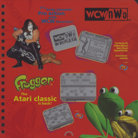 WCW/nWo Whiplash promoted in the 1999 Tiger Electronics' Toy Fair catalogue, alongside the released port of Froggers.