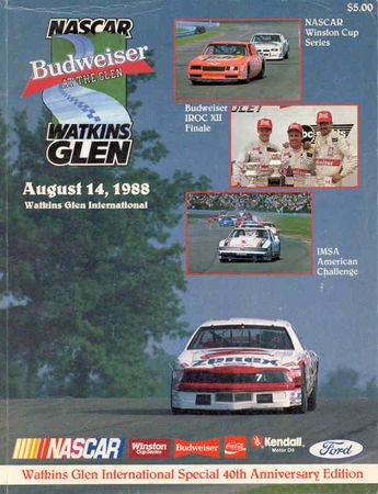 The Watkins Glen race advertised as part of the 1988 Budweiser at The Glen race program.
