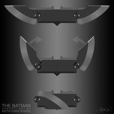 Concept art of a Batarang by Keith Christensen.