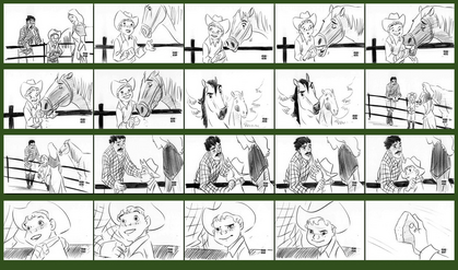 A storyboard for an unknown scene (3/4).