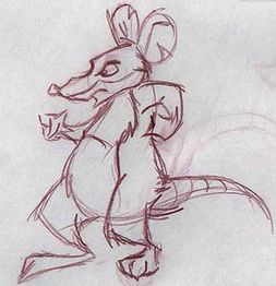 Concept art of an unused rat character.