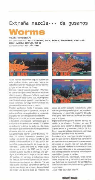 Issue 8 of Micromania providing the Worms 32X port claim.