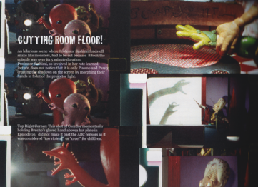 A partial scan of the page from the Plasmo graphic novel that discusses the deleted scenes from the Plasmo television series.