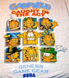 T-shirt featuring art based on cut levels, some of which appear in "Garfield: The Lost Levels".
