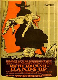 Another poster for the serial, depicting the Phantom Rider carrying a gagged Echo.