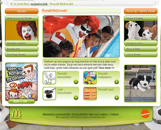 The Ronald McDonald page where the show is mentioned.