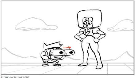 K.O.'s eyes popping out in front of Garnet.