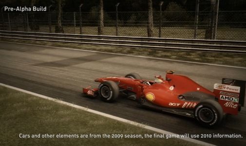 Side angle of a Ferrari racing alone.