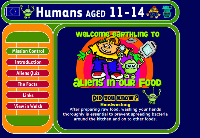 Index page of the Aliens in our Food website