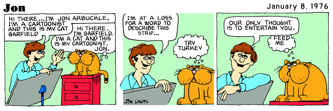 Гарфилд прототип. Garfield strip. Jon Comics 1976. Алло, Джон комикс.