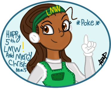 LMW-tan wishes a happy 5th birthday to the wiki, and also a Merry Christmas, with a new hairdo, by ScoobyDDoo!